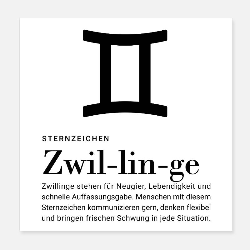 Sternzeichen Zwillinge  Poster 20x20 cm