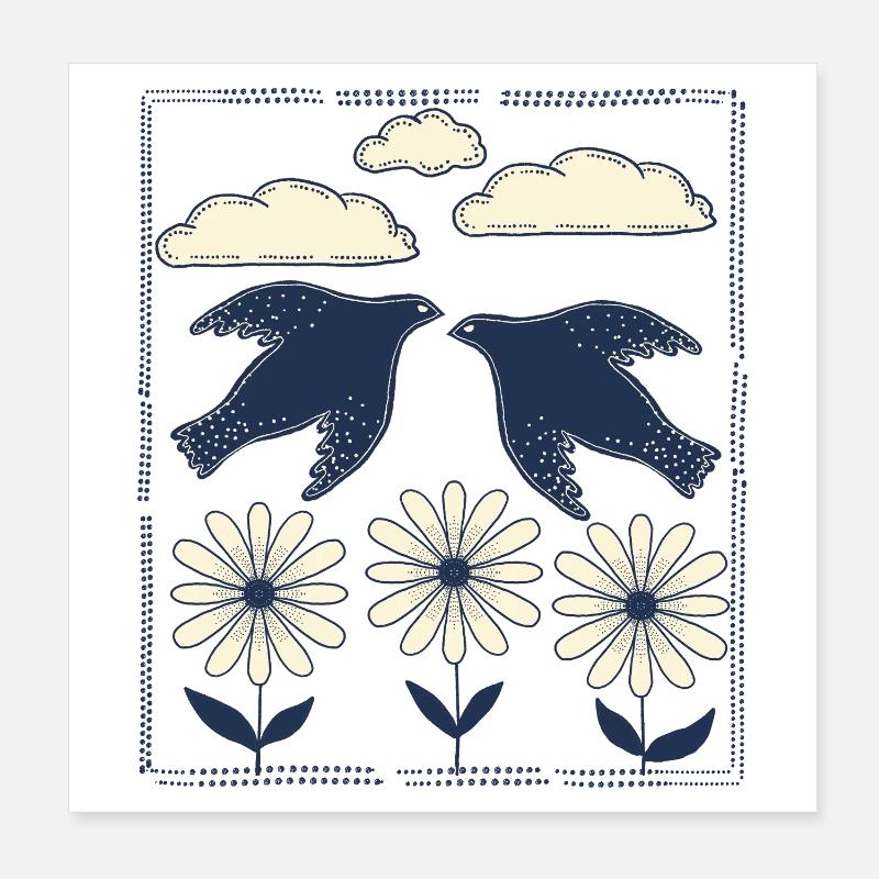 Night Bird Print Poster 8" x 8" (20x20 cm)