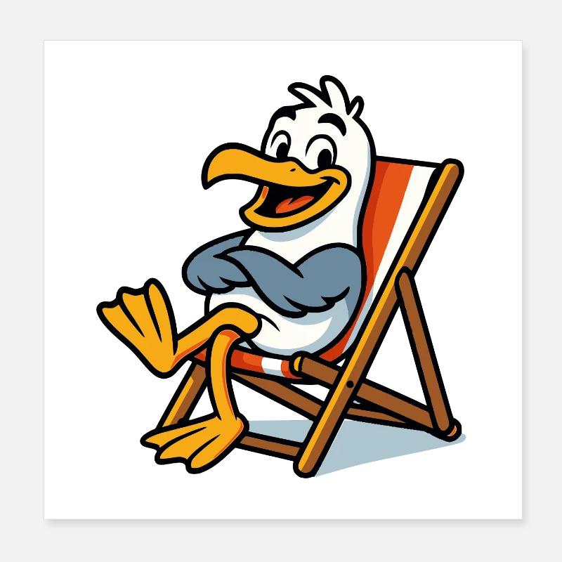 Lounge-Seemöwe am Strand Poster 20x20 cm