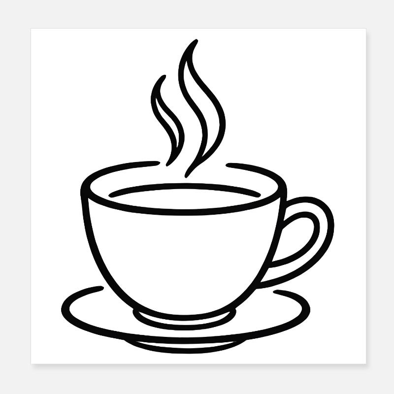 Coffee cup in minimal lines Poster 8" x 8" (20x20 cm)