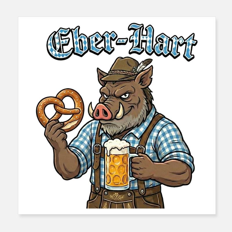 Eber-Hart Bierheld mit Brezel Poster 20x20 cm