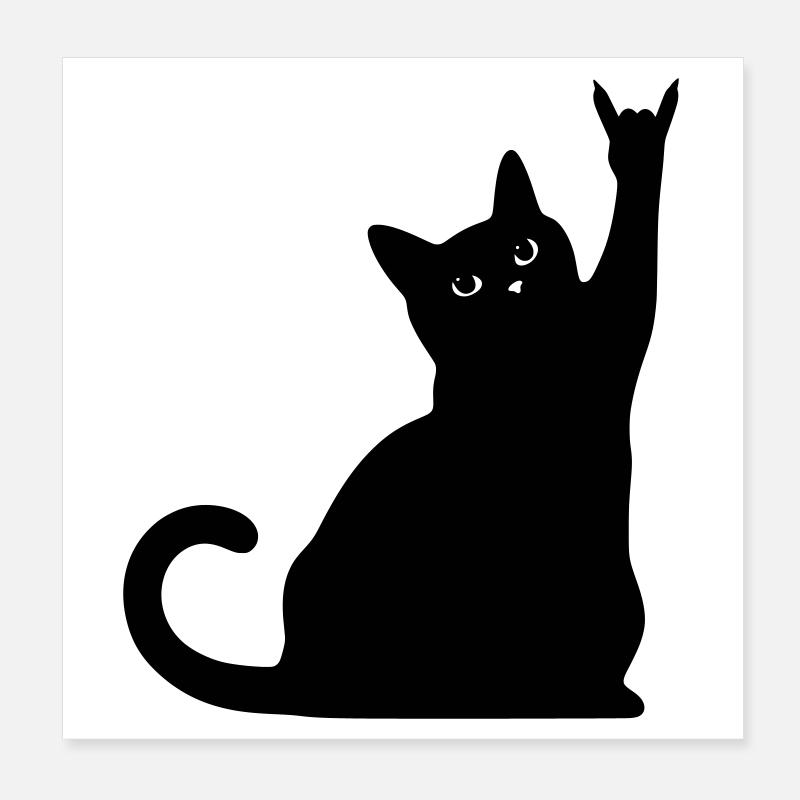 Schwarze Katze – Devil Horns Silhouette Poster 20x20 cm