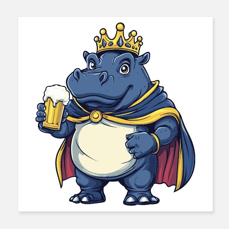 Hippo Beer King Poster 8" x 8" (20x20 cm)