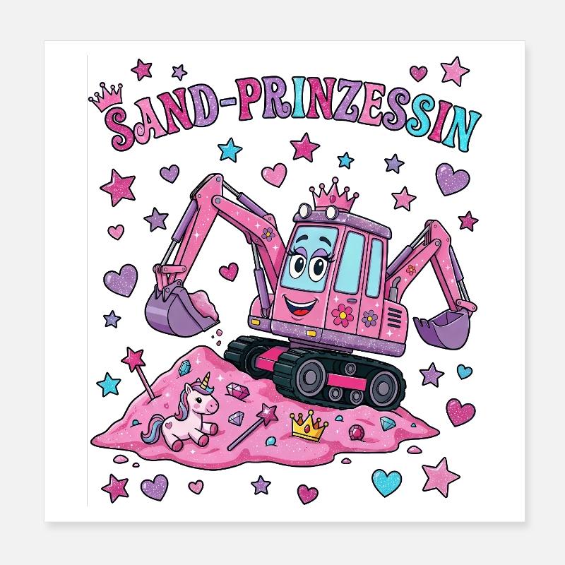 Princesse des Sables : Excavatrice rose Poster 20 x 20 cm