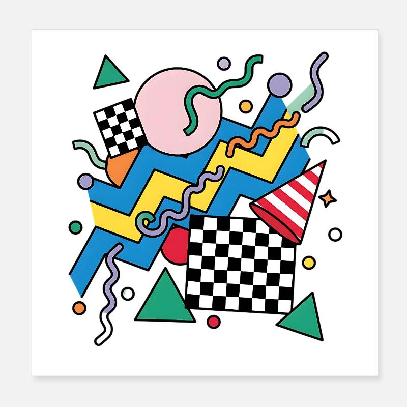 Geometrisches Neon-Punk Muster Poster 20x20 cm