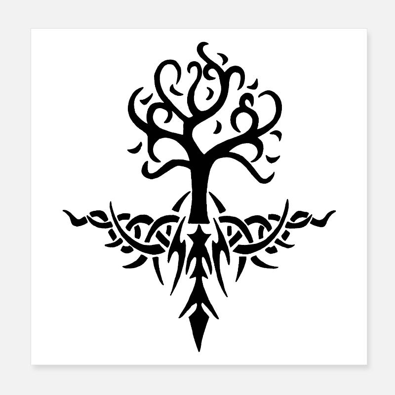 Schwarzer dorniger Baum Poster 20x20 cm