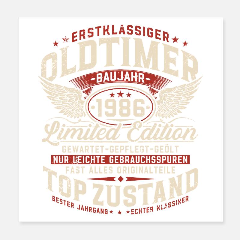 1986 Oldtimer 40. Geburtstag Geschenk Retro Poster 20x20 cm
