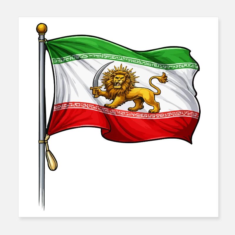 Löwe Schwert Iran Flag Poster 20x20 cm