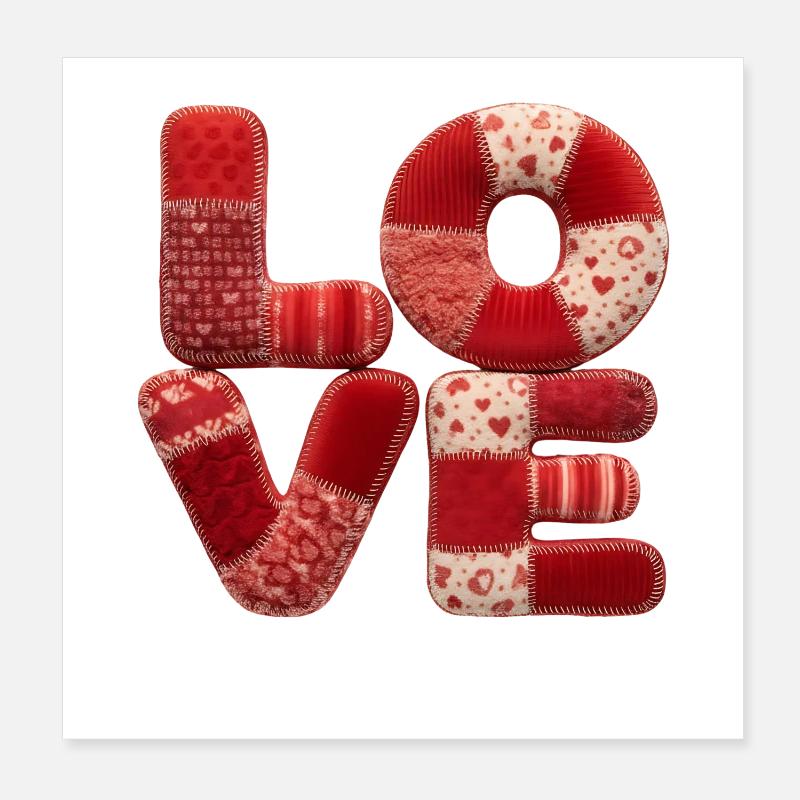 Patchwork Love Romantic Gift for Girlfriend Poster 8" x 8" (20x20 cm)