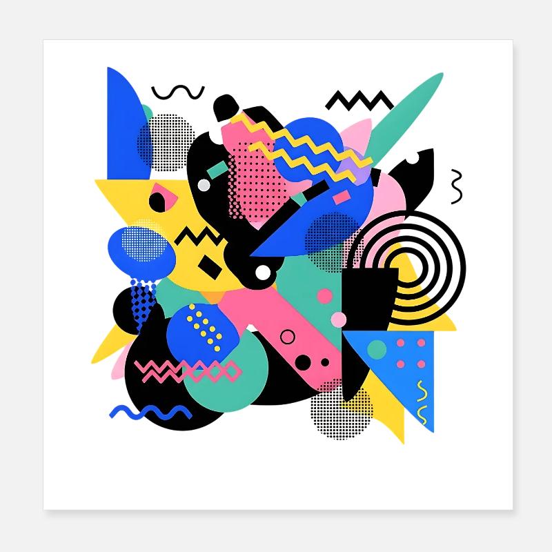 Memphis Style Pattern Retro 80s Geometry Abstract Poster 8" x 8" (20x20 cm)