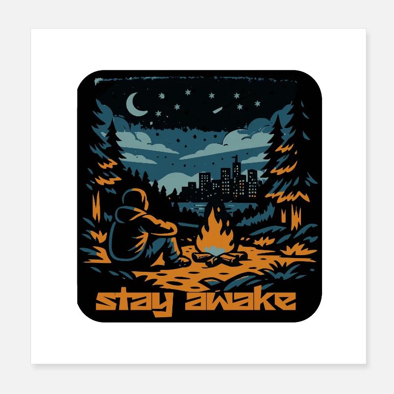 Reste éveillé au feu de camp Poster 20 x 20 cm