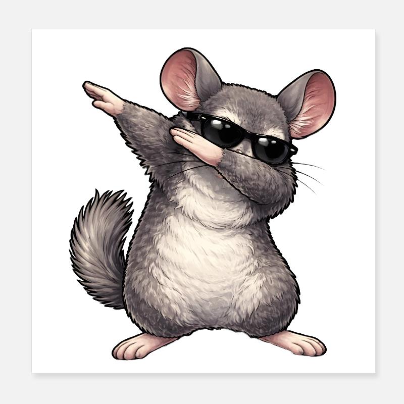 Dabbing Chinchilla Poster 20 x 20 cm