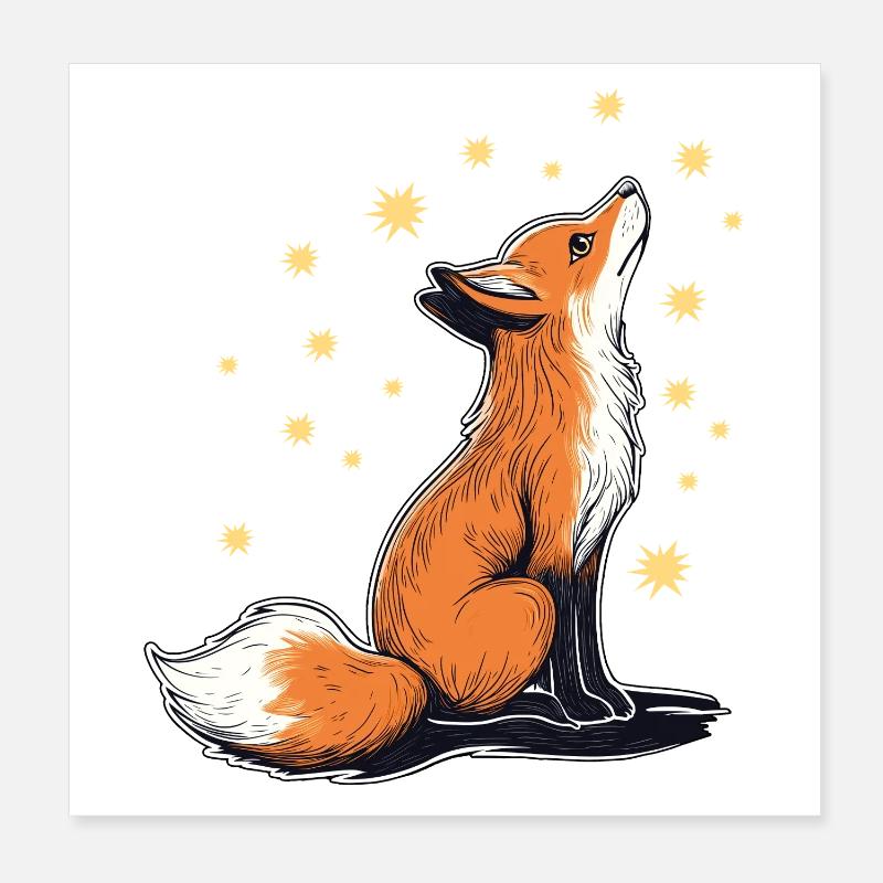 Fuchs und Sterne Poster 20x20 cm