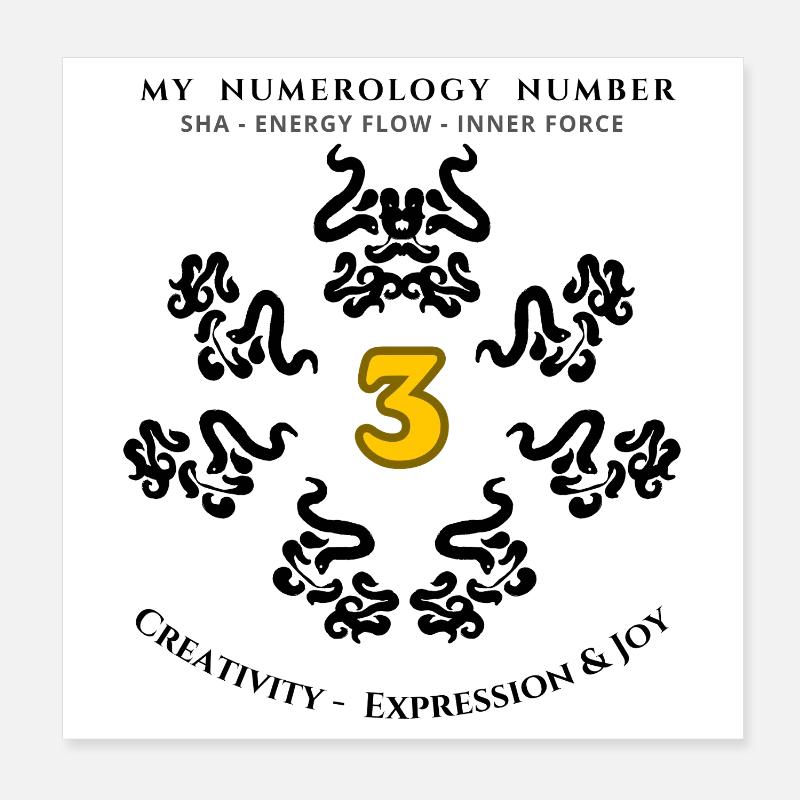 Numer_3 symbole de créativité, d’expression et de joie Poster 20 x 20 cm
