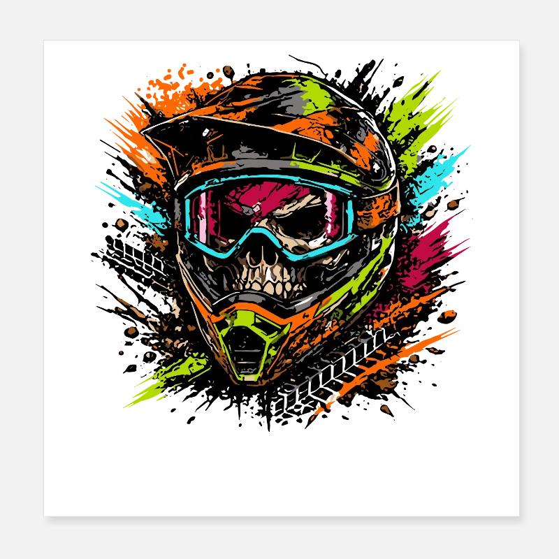 Conception du crâne de casque de motocross Poster 20 x 20 cm