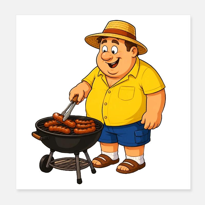 Grillen mit Strohut Poster 20x20 cm