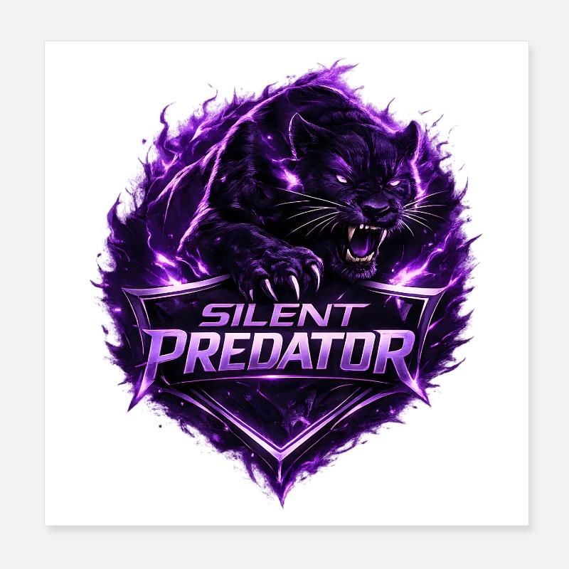 Silent Predator Panther Emblem Poster 20x20 cm
