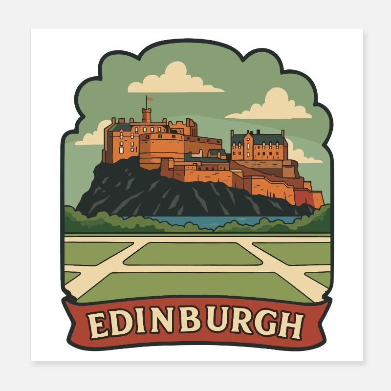 Edinburgh Castle Retro Reiseabzeichen Aufkleber Poster 20x20 cm