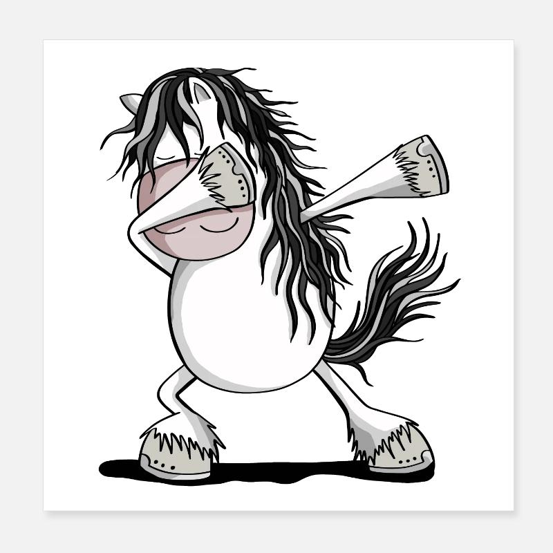 Cooles Dab Dance Schimmel Pferd Fun Dabbing Pony Poster 20x20 cm
