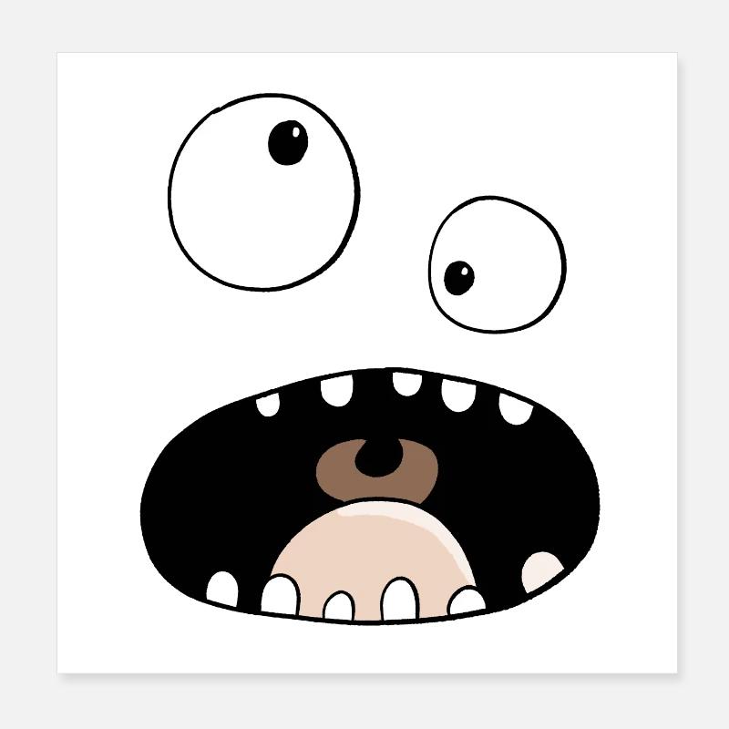 Funny cartoon monster face Poster 8" x 8" (20x20 cm)