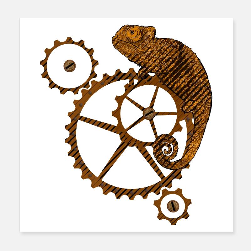 Steampunk Caméléon Poster 20 x 20 cm