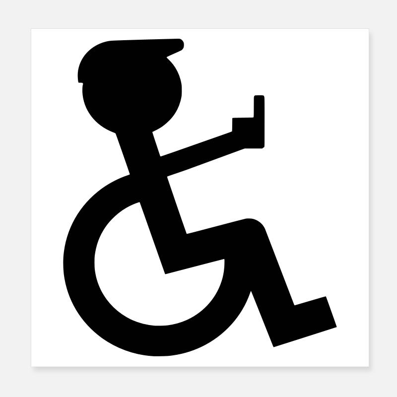 Rollstuhlfahrer zeigt Mittelfinger # Poster 20x20 cm