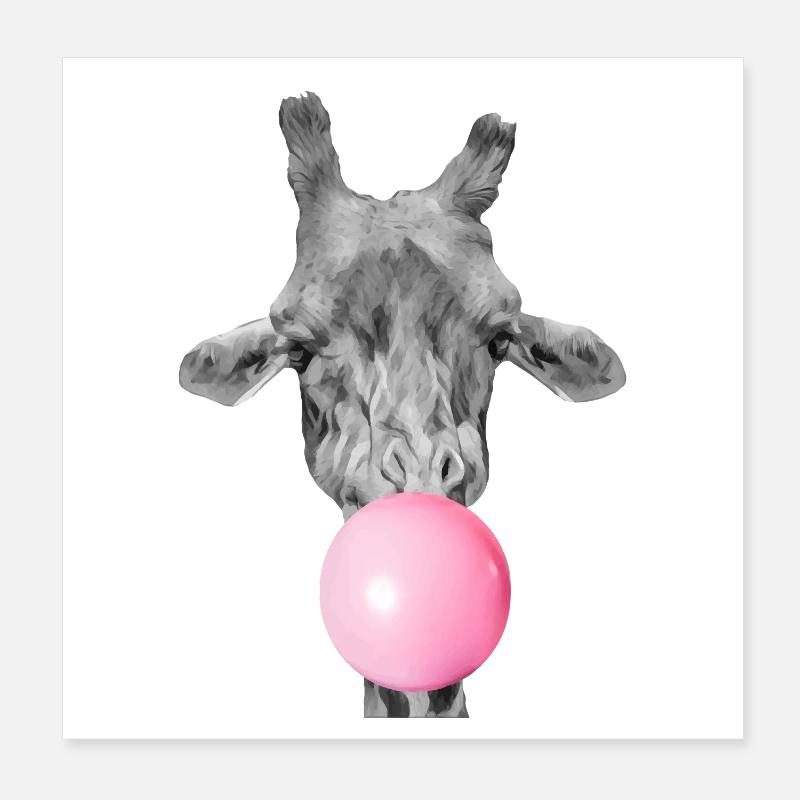 Giraffe und kaugummi Poster 20x20 cm