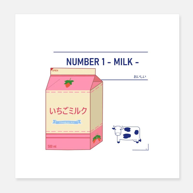 Japanese Strawberry Milk Brick Design Poster 8" x 8" (20x20 cm)