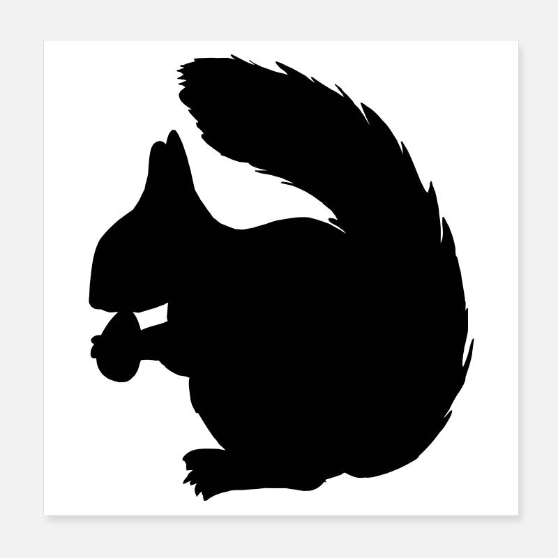 Squirrel with nut shadow figure Poster 8" x 8" (20x20 cm)