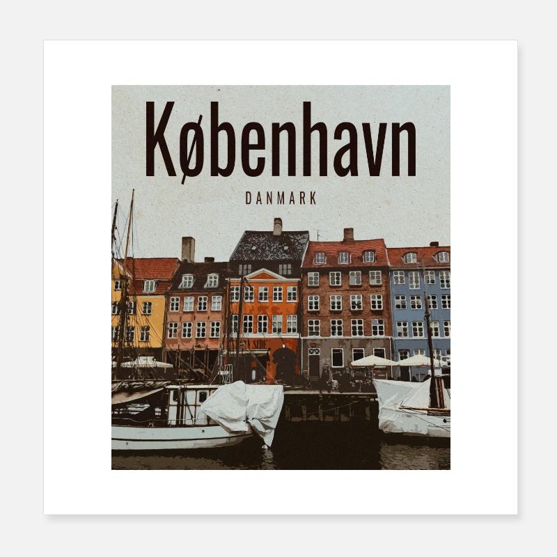 Couleurs du port de Copenhague Nyhavn Poster 20 x 20 cm