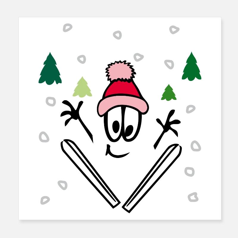 Wintersport, comic Poster 20x20 cm