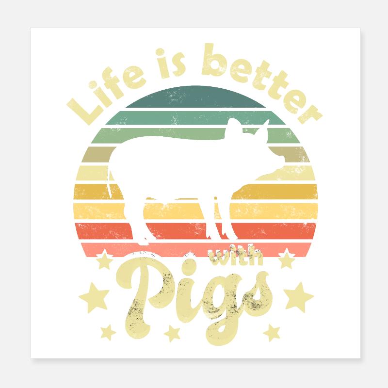 Pig Pigs Poster 8" x 8" (20x20 cm)