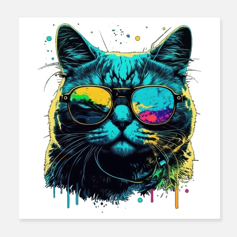 Chat cool Poster 20 x 20 cm