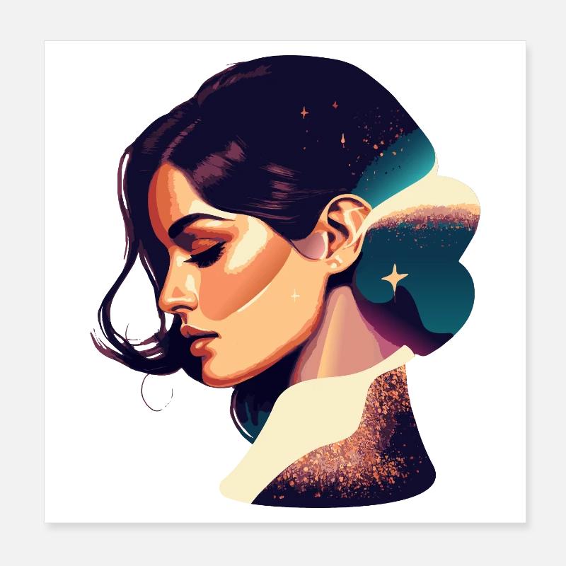Kosmische Traumfrau Illustration Poster 20x20 cm