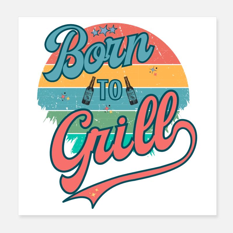 Born to Grill Retro Poster 20x20 cm