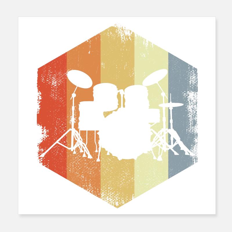 Vintage Drums Sketch Poster 8" x 8" (20x20 cm)