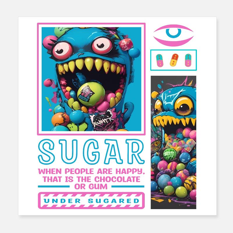 Süßigkeiten Monster Poster 20x20 cm