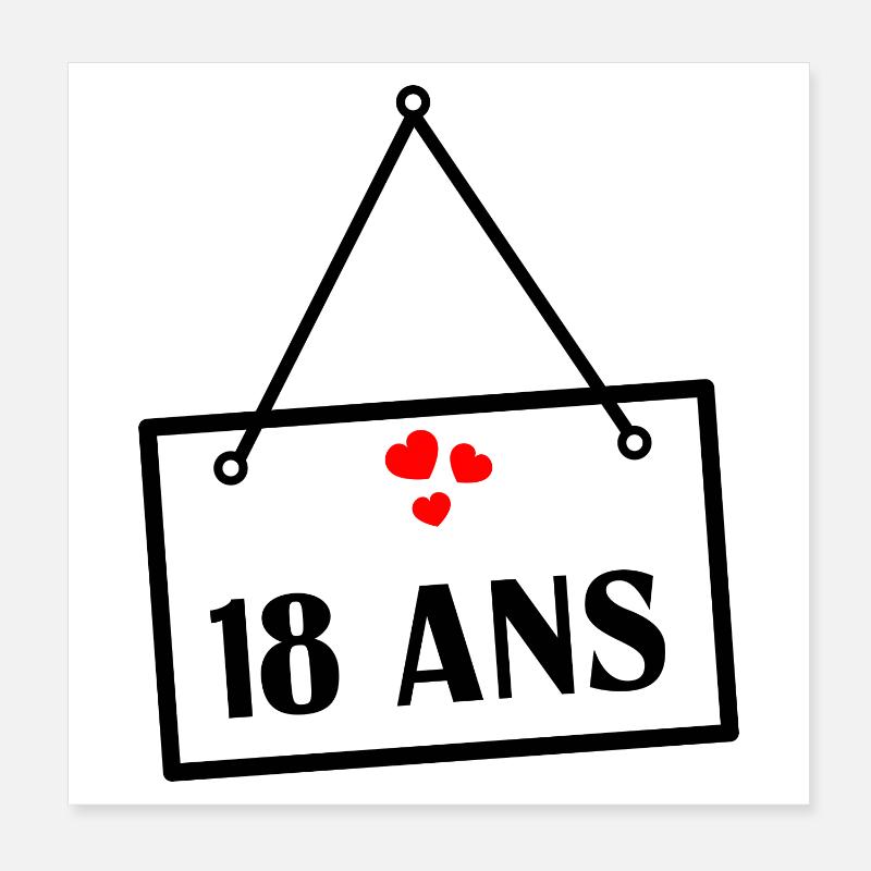 18. 18 ANS. 18e ANNIVERSAIRE. ANNIVERSAIRE 18 ANS. Poster 20 x 20 cm
