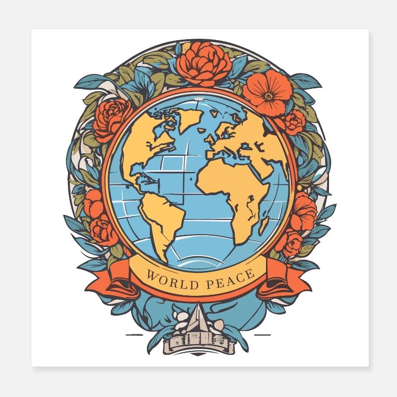 World Peace on Earth Poster 8" x 8" (20x20 cm)