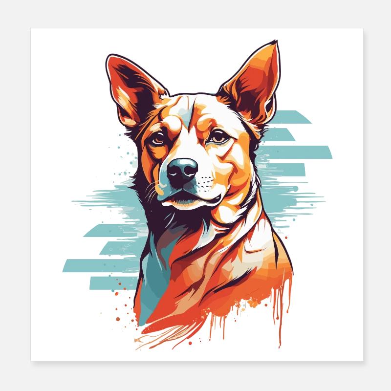 Dogs Head Poster 8" x 8" (20x20 cm)