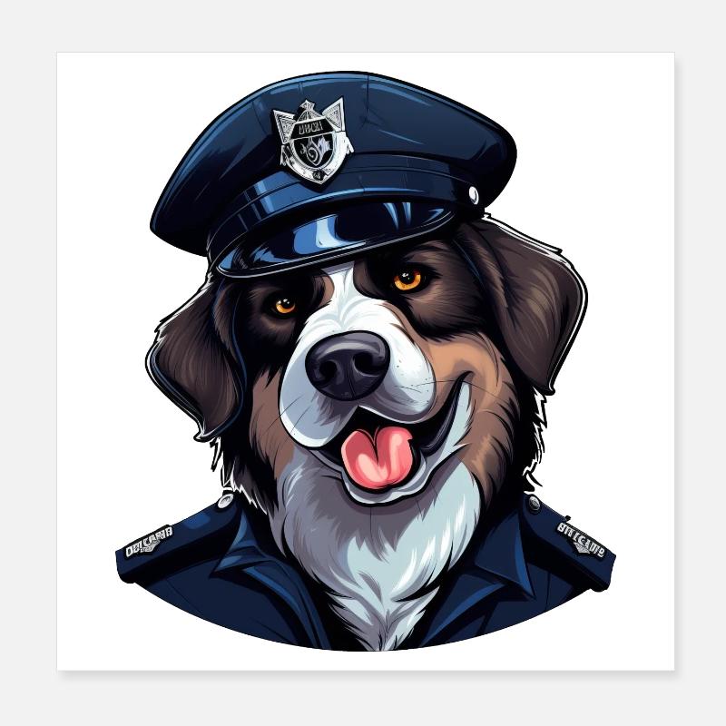 Hunde Polizei Poster 20x20 cm