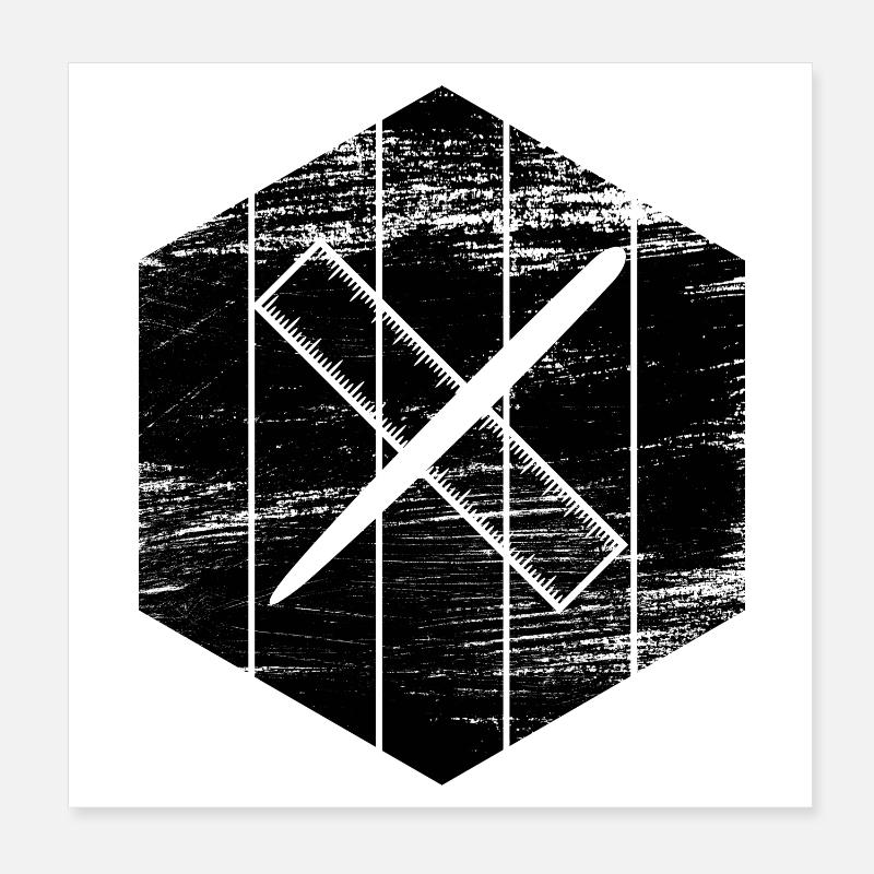 Pen and Ruler Sketch Poster 8" x 8" (20x20 cm)