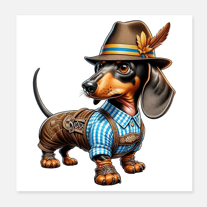 Dackel Hund Bayern Poster 20x20 cm
