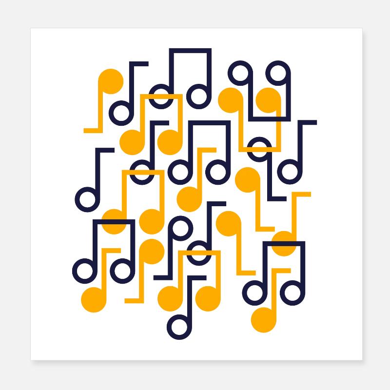 Music Notes Retro Style Pattern Poster 8" x 8" (20x20 cm)