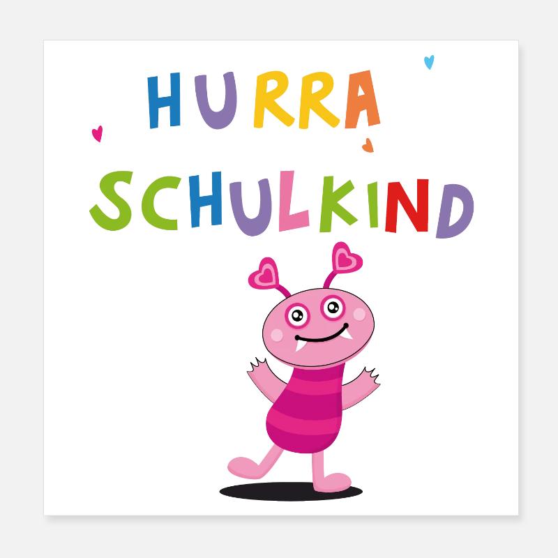 Hurra Schulkind Poster 20x20 cm