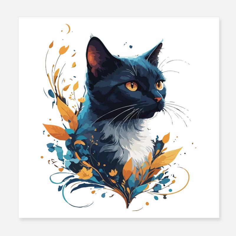 Bunte Katze Poster 20x20 cm