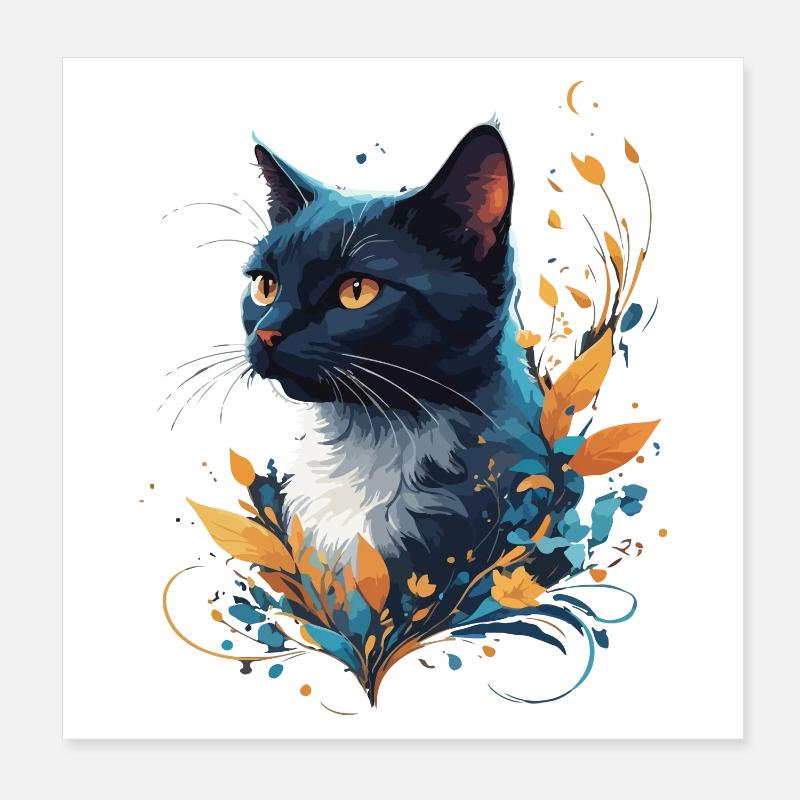 Bunte Katze Poster 20x20 cm