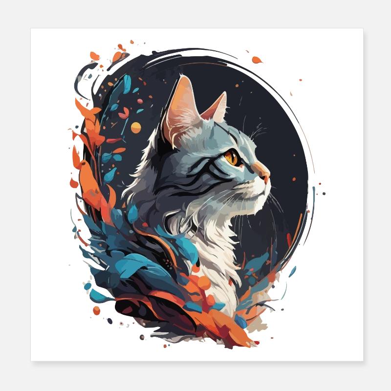 Bunte Katze Poster 20x20 cm