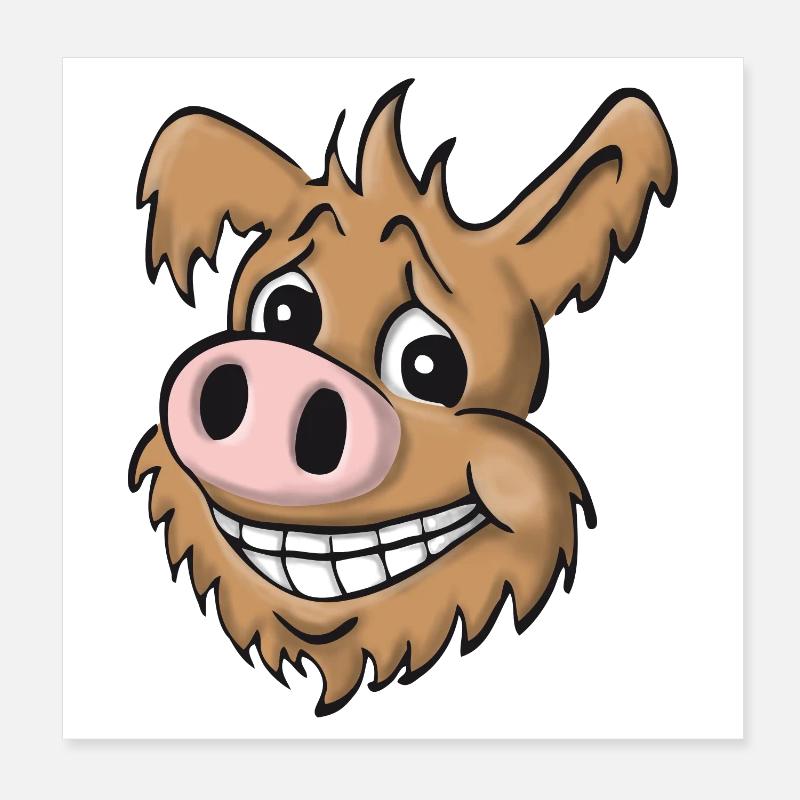 Schweinehund treuherzig Poster 20x20 cm