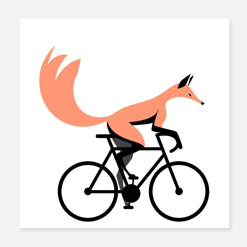 Renard à vélo Poster 20 x 20 cm